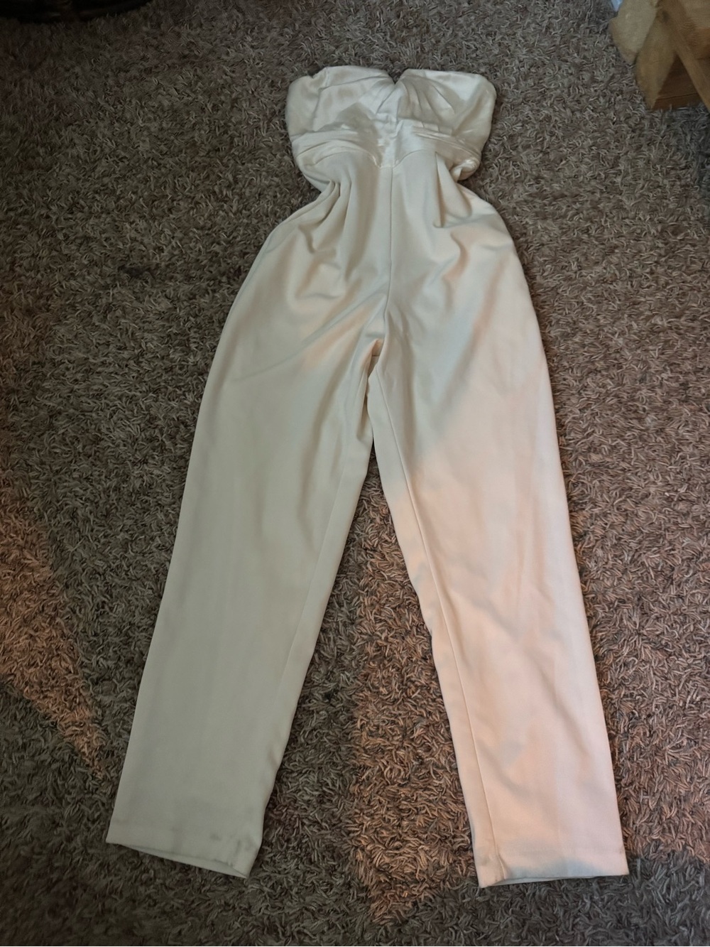 Express Strapless Cream Jumpsuit with Structured Bust